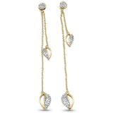 .20ct G SI 14K Yellow Gold Diamond Leaf Drop Dangle Earrings