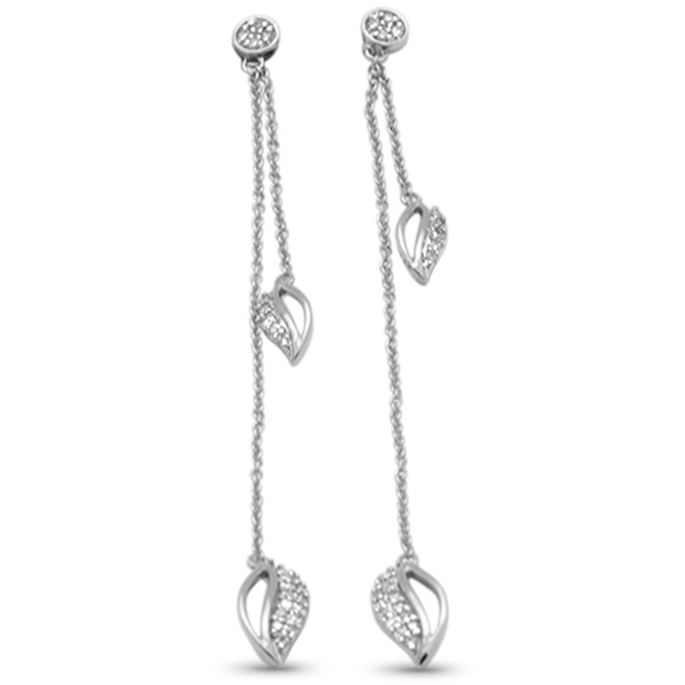 .21ct G SI 14K White Gold Diamond Leaf Drop Dangle Earrings