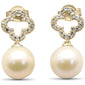 <span style="color:purple">SPECIAL!</span> .16ct G SI 14K Yellow Gold Diamond Pearl Drop Dangle Earrings