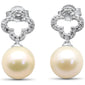 <span style="color:purple">SPECIAL!</span> .16ct G SI 14K White Gold Diamond Pearl Drop Dangle Earrings
