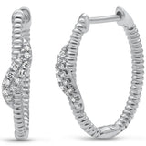 .13ct G SI 14K White Gold Diamond Bead Style Hoop Earrings