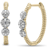 .25ct G SI 14K Yellow Gold Diamond Bead Style Hoop Earrings
