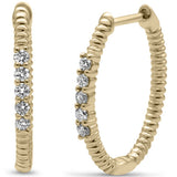 .20ct G SI 14K Yellow Gold Diamond Twisted Hoop Earrings