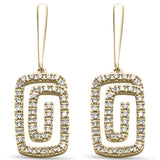 .33ct G SI 14K Yellow Gold Diamond Rectangle Swirl Drop Earrings