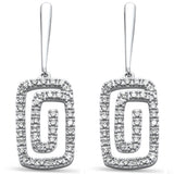 .32ct G SI 14K White Gold Diamond Rectangle Swirl Drop Earrings
