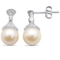 <span style="color:purple">SPECIAL!</span> .25ct G SI 14K White Gold Diamond Pearl Drop Dangle Earrings