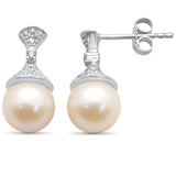 <span>DIAMOND CLOSEOUT! </span>.25ct G SI 14K White Gold Diamond Pearl Drop Dangle Earrings