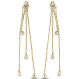 .15ct G SI 14K Yellow Gold Diamond Long Chain Dangling Earrings