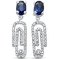 <span style="color:purple">SPECIAL!</span> 1.01ct G SI 14K White Gold Blue Sapphire Gemstone & Diamond Paperclip Earrings
