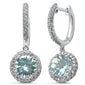 <span style="color:purple">SPECIAL!</span> .46ct G SI 14K White Gold Aquamarine Gemstone & Diamond Drop Dangle Hoop Earrings
