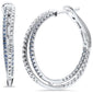 <span style="color:purple">SPECIAL!</span> .34ct G SI 14K White Gold Blue Sapphire & Diamond Gemstone Hoop Earrings