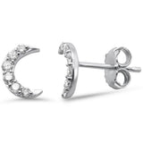 .21ct G SI 14K White Gold Diamond Cresent Moon Shaped Stud Earrings