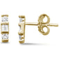 .18ct G SI 14K Yellow Gold Diamond Round & Baguette Line Stud Earrings