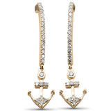.25ct G SI 14K Yellow Gold Diamond Anchor Dangling Earrings
