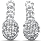 <span>DIAMOND CLOSEOUT! </span> .54ct G SI 14K White Gold Diamond Oval Shaped Cuban Dangling Earrings