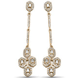 .49ct G SI 14K Yellow Gold Diamond Round & Baguette Dangling Earrings