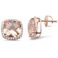 <span>GEMSTONE CLOSEOUT! </span>5.70ct G SI 14K Rose Gold Cushion Shaped Morganite Gemstone & Diamond Earrings