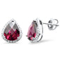 <span>GEMSTONE CLOSEOUT! </span>5.39ct G SI 14K White Gold Pear Shaped Rhodolite Gemstone & Diamond Earrings