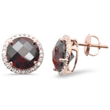 7.35ct G SI 14K Rose Gold Diamond Round Shaped Garnet Gemstone Earrings