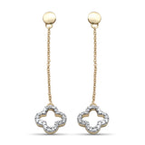 .16ct G SI 14K Yellow Gold Diamond Flower Dangling Earrings