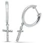 .11ct G SI 14K White Gold Diamond Cross Dangling Earrings