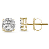 .23ct G SI 14K Yellow Gold Diamond Square Shaped Earrings Screw Back