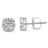.20ct G SI 14K White Gold Diamond Square Shaped Earrings Screw Back