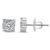 .51ct G SI 14K White Gold Diamond Square Shaped Earrings  Screw Back