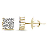.52ct G SI 14K Yellow Gold Diamond Square Shaped Earrings  Screw Back
