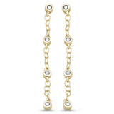 .19ct G SI 14K Yellow Gold Diamond Drop Chain Style Earrings Screw Back