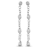 .21ct G SI 14K White Gold Diamond Drop Chain Style Earrings Screw Back