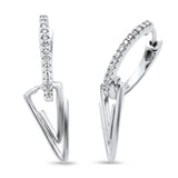 .13ct G SI 14K White Gold Diamond Hoop Dangling Earrings Post&Click