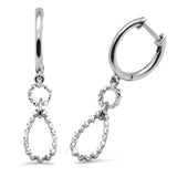 .24ct G SI 14K White Gold Diamond Dangling Hoop Earrings with Post & Click Backings