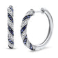 <span style="color:purple">SPECIAL!</span> 1.19ct G SI 14K White Gold Diamond & Blue Sapphire Gemstone Post & Click Hoop Earrings