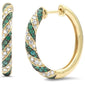 <span style="color:purple">SPECIAL!</span> 1.03ct G SI 14K Yellow Gold Diamond & Emerald Gemstone Hoop Earrings