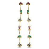 1.40ct G SI 14K Yellow Gold Multi Color Gemstones Drop Screw Back Earrings