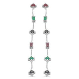 1.48ct G SI 14K White Gold Multi Color Gemstones Drop Screw Back Earrings