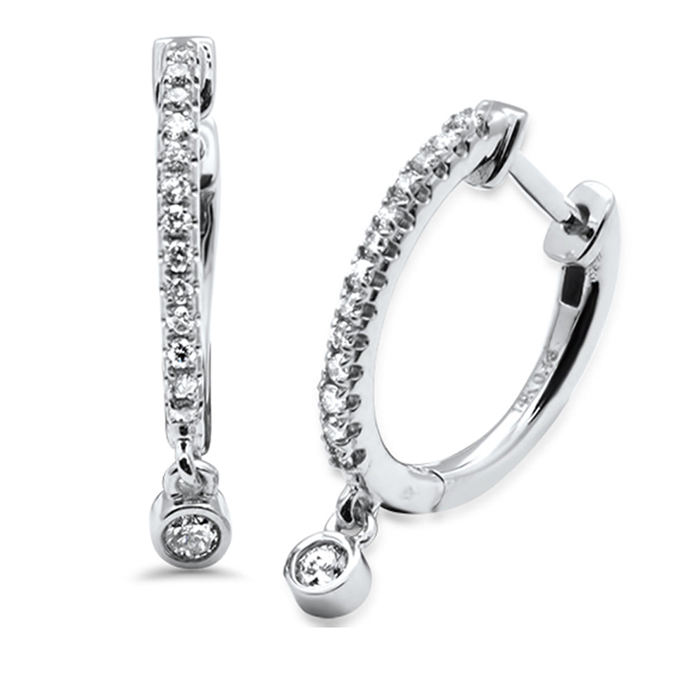 .26ct G SI 14K White Gold Diamond Hoop Dangling Post & Click Earrings