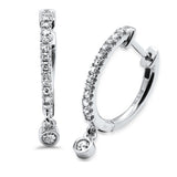 .26ct G SI 14K White Gold Diamond Hoop Dangling Post & Click Earrings