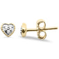.05ct G SI 10K Yellow Gold Diamond Heart Shaped Petite Earrings Push Back