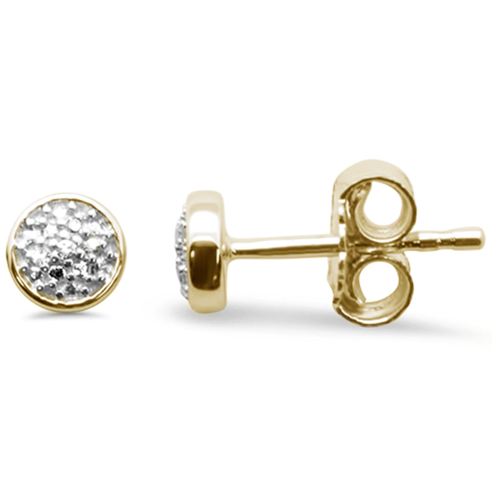 .02ct G SI 14K Yellow Gold Diamond Round Shaped Petite Earrings Push Back