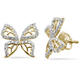 .40ct G SI 14K Yellow Gold Diamond Butterfly Earrings Screw Back
