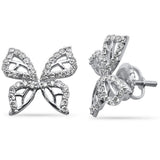 .40ct G SI 14K White Gold Diamond Butterfly Earrings Screw Back