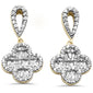 <span style="color:purple">SPECIAL!</span> .69ct G SI 14K Yellow Gold Diamond Round & Baguette Clover Drop Earrings