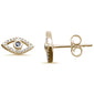 .12ct G SI 14K Yellow Gold Blue Sapphire Gemstone & Diamond Evil Eye Push Back Earrings