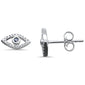 .13ct G SI 14K White Gold Blue Sapphire Gemstone & Diamond Evil Eye Push Back Earrings