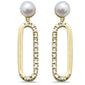 .10ct G SI 14K Yellow Gold Diamond Pearl Drop Earrings