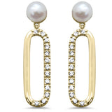 .10ct G SI 14K Yellow Gold Diamond Pearl Drop Earrings
