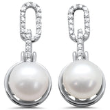 <span style="color:purple">SPECIAL!</span>.20ct G SI 14K White Gold Diamond Pearl Drop Earrings