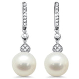 <span style="color:purple">SPECIAL!</span> .13ct G SI 14K White Gold Diamond Pearl Drop Earrings